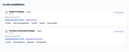 Sevedemo candidature utente